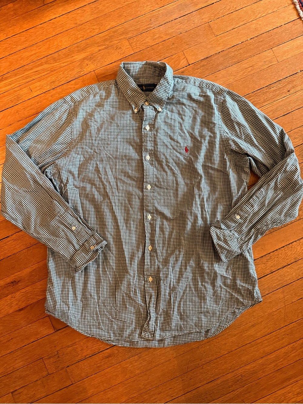 Polo by Ralph Lauren Green Check Button-Down Shirt Size XL